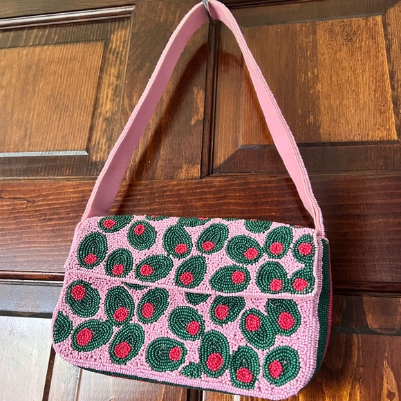 Anthropologie Handbags - Anthropologie Pink Olive Beaded Purse